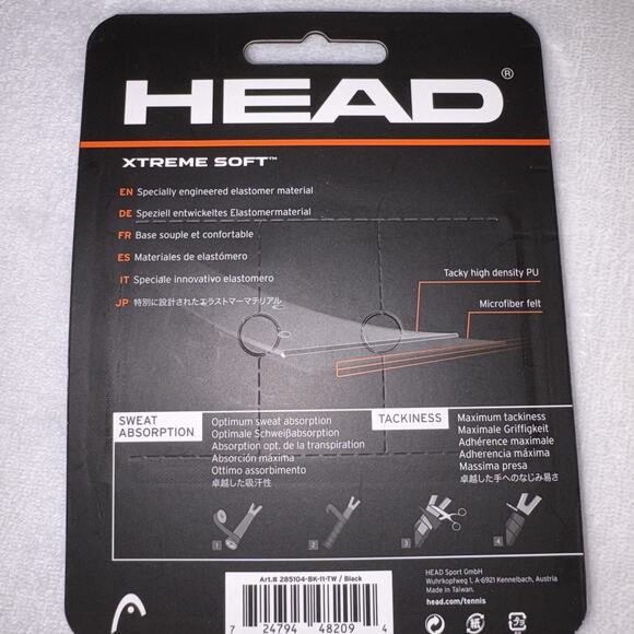 HEAD Xtreme Soft Racquet Overgrip Tennis Racket Grip Tape 3 Pack Black - Picture 3 of 3